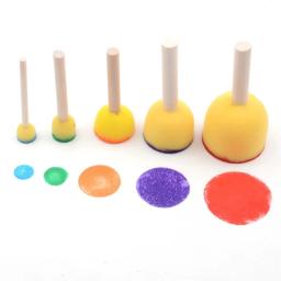 Conjunto de esponjas redondas para arte e artesanato, pincéis para pintura, tinta acrílica, ferramentas para crianças, 5 peças - Image 1