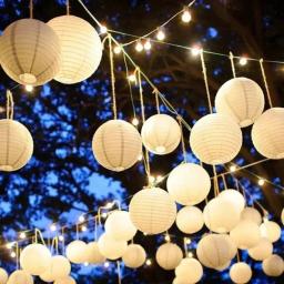 Lanternas de papel chinesas brancas para crianças, casamento, festa de aniversário, decoração DIY, festival lampion, bola impermeável, decoração do Dia das Bruxas - Image 1