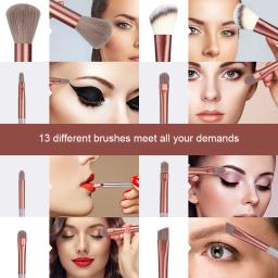 Conjunto de pincéis de maquiagem, 13 peças, profissional, base macia, pó, corretivo, sombra, delineador, blush, maquiagem cosmética, ferramenta de beleza - Image 5