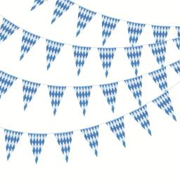 Oktoberfest Bunting Banner Decoração, Bandeira de Verificação Bávara, Banner de Boas Vindas para Festa Temática Alemã, Decoração Guirlanda, 10m - Image 1