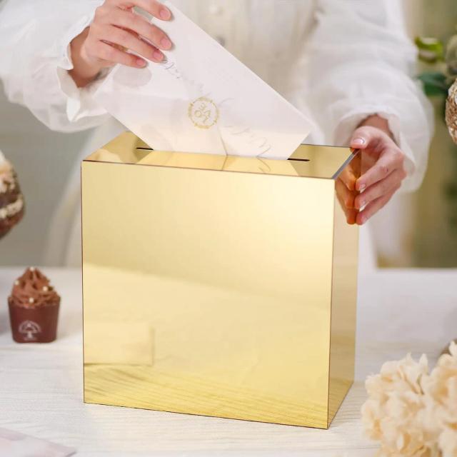 Caixa Acrílica Elegante para Recepção de Casamento e Aniversários, Ideal para Presentes e Dinheiro, Tamanho Grande de 10"