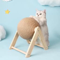 Gato arranhando bola brinquedos, sisal e madeira, triângulo estável, material interno, arranhão resistente, arranhão legal na rotação do carrinho - Image 4