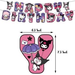 Balão temático Sanrio dos desenhos animados, Festa de aniversário Suprimentos, Banner, Látex Balão Decoração, Bolo Suprimentos, Copos de Presente Infantil - Image 3