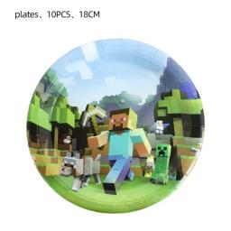Conjunto De Louça Descartável Para Crianças, Copos De Papel E Pratos, Tema De Pixel, Festa De Aniversário - Image 4