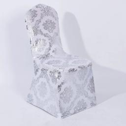 Capa de cadeira impressa para festa de casamento decoração padrão design elastano aniversário sala de jantar hotel mostrar - Image 4