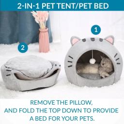 Super Cat Bed Warm Pet House Kitten Cave Cushion Cat House Warm Sleeping Dog Basket Tent Small Dog Mat Suprimentos Cama para gatos - Image 3