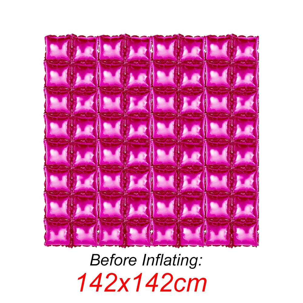 Balões de folha de lantejoula para decorações de festa, ouro, prata, rosa, dupla linha, fundo quadrado, decoração de aniversário, 4pcs - Image 1