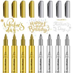 Impermeável permanente pintura marcador, canetas de metal DIY, artesanato resina molde caneta, arte pintura suprimentos, prata ouro branco, 1.5mm, 2 pcs, 6 pcs, 8pcs - Image 1