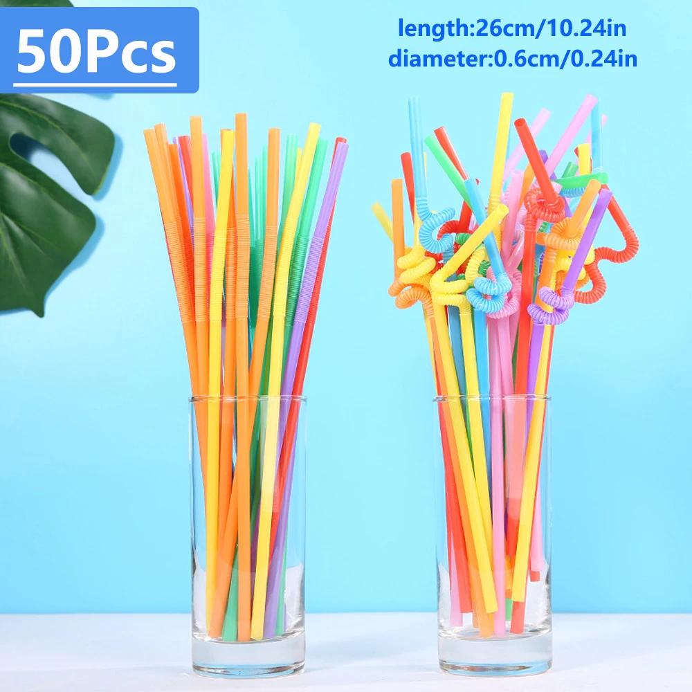 Foldable Multicolorido Canudos, Kunststof Cocktail Bebidas Palhas, Festa, Cozinha, Casamento, Pijitas, Plástico, 50 Pcs, 1000Pcs - Image 1