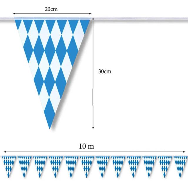 Decoração Temática Alemã: Banner de Bunting da Oktoberfest com Bandeira de Verificação Bávara - 10m de Boas-Vindas para Festas