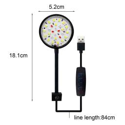 Lâmpada para aquário, USB Power, LED Full Spectrum, iluminação de algas à prova d'água, luz de tanque de 360 graus para tartaruga, 5W, 7W - Image 6