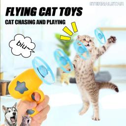 Brinquedo Teaser Training Interativo para Gato, Discos Voadores Rotativos, Suprimentos para Animais, Lançamento, Brinquedos Light-up Voadores, Acessórios Engraçados - Image 2