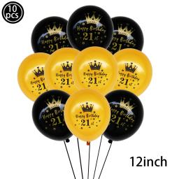 Balões de látex para festa de aniversário, 10pcs, 12 polegadas, preto, ouro, 18, 21, 30, 40, 50, 60 anos, presentes - Image 4
