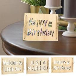 DIY Cartão De Aniversário Oco De Madeira Decorativa Envolvimento De Dinheiro Cartão De Convites De Casamento Para Ornamentos De Festa Lembrança Portátil Cartão de feliz aniversário, faça você mesmo, oco, madeira, decor - Image 1