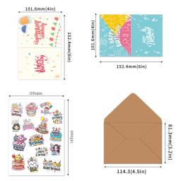 Feliz aniversário cartão conjunto, Cartão de mensagem criativo, Combinação DIY, 30pcs envelope e adesivo, 20pcs - Image 2