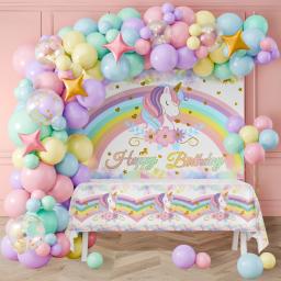 Unicórnio balões guirlanda arco kit unicórnio utensílios de mesa descartáveis decoração festa de aniversário crianças chá de bebê menina suprimentos - Image 1