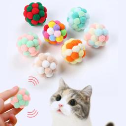 Bola de pelúcia interativa para gato, brinquedo para treinamento, com sino, para brincar de mastigar - Image 1