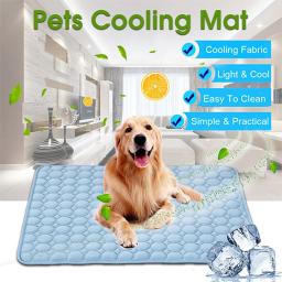 Esteira de resfriamento para animais de estimação, almofada para cães e gatos, seda fria, colchão à prova de umidade, cama para animais pequenos, almofada de verão, 5 tamanhos - Image 1