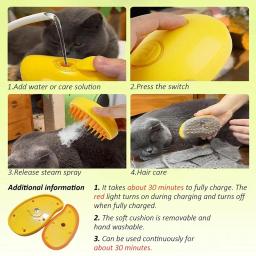 Escova de vapor elétrica para gatos e cães, Pet Grooming Acessórios, Massagem Pulverizador, gatos e cães, remove o cabelo - Image 6