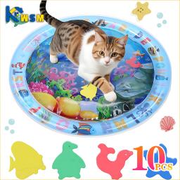 Tapete de jogo sensorial para animal de estimação, Esteira inflável para gato e cachorro, Tema do oceano, Tapete espessado com peixe - Image 1