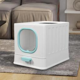 Caixa de areia dobrável transparente com tampa para gato, entrada frontal, saída superior tipo gaveta, anti-respingo, anti-odor, suprimentos para animais de estimação - Image 5