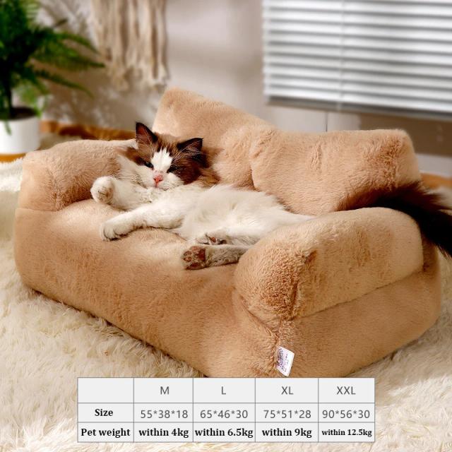 Cama de Pelúcia Luxuosa e Confortável para Cães Pequenos, Médios e Gatos - Sofá Quente e Aconchegante para Inverno pro 1