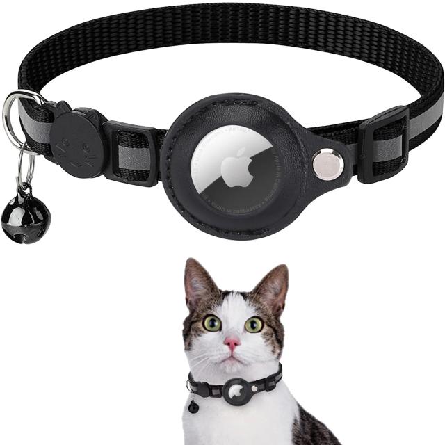 Coleira para Gatos com AirTag e Estojo Protetor - Rastreador Anti-perda e Acessórios Reflexivos para Pets