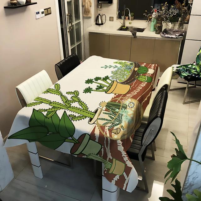 Toalha de Mesa Impermeável 3D Estilo Rural com Flores e Árvore para Festa, Casa e Cozinha