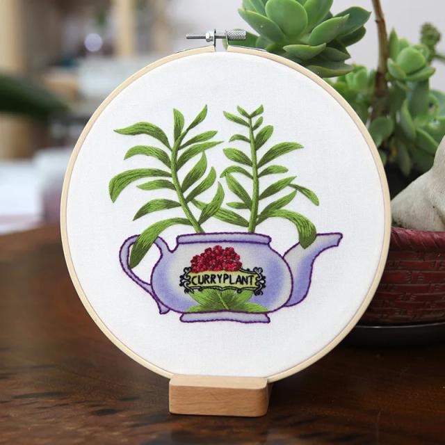Kit de Bordado Cor Thread com Padrão Floral para Iniciantes em Cross Stitch para Adultos