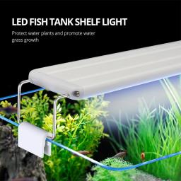 Barra de Luzes LED Extensível para Aquário, Alto Brilhante, Azul e Branco, 18cm-48cm, Iluminação da Tigela de Peixe, Plantas Aquáticas - Image 1