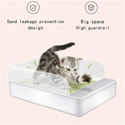 Capa removível gato areia caixa de areia gatos toalete suprimentos para animais de estimação tampa maca de gato alto-lados design pet caixa de areia suprimentos para animais de estimação gatinho - Image 3