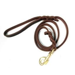 Trela de couro trançado com gancho de cobre, Pet Products, longo, macio, corda de tração, durável, marrom, médio, grande - Image 5