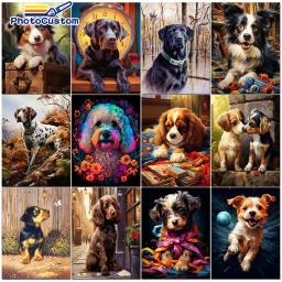 Pintura a óleo por números Kits para decoração de casa, quadro, pintura, sem moldura, desenho animal, cão, personalizado, lona, DIY - Image 1