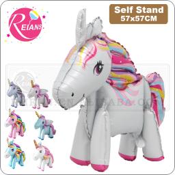 Cavalo animal dos desenhos animados folha unicórnio balão festa de aniversário decorações crianças feliz aniversário carta balões decoração do chá de fraldas - Image 1