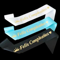 Faixa de ombro cetim para crianças e adultos, decoração de aniversário, bronzeada espanhola Feliz Cumpleaños, feliz aniversário, 1pc - Image 3