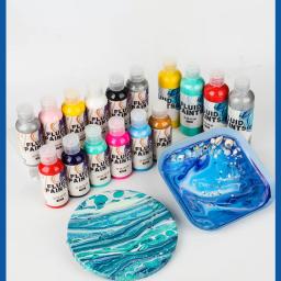 Conjunto De Pintura Fluida De Célula Acrílica, Urso Material Embrião Branco, 60ml - Image 5