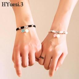 Luminous Cat Star Moon Cross Charms Bracelet Set para homens e mulheres, corda tecida ajustável, presente da amizade, verão, 2pcs - Image 3