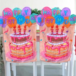 Colorido aniversário cadeira capa para crianças, bolo Seat Covers, Happy Birthday Decorações, Home Party - Image 4