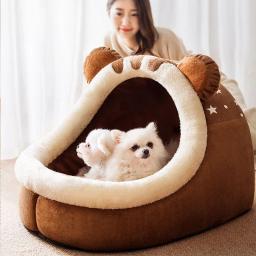 Cama de cachorro de inverno auto-aquecimento casa de cachorro aconchegante gato dormir tenda camas de caverna indoor gatinho ninho canil cabana para pequenos gatos médios do cão - Image 5