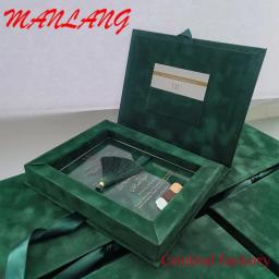 Caixa De Convites De Casamento De Acrílico, Caixa De Veludo Verde, Cartão De Convite Personalizado - Image 2