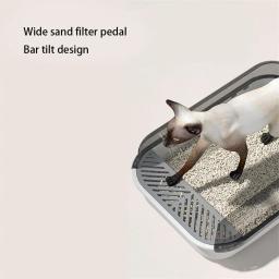 WC semi-fechado do gato, caixa de areia grande, suprimentos de bedpan à prova de respingos, sandbox para o gato doméstico - Image 2