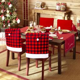 Festa de Natal Cadeira De Jantar Capas De Assento, Xadrez Voltar Slipcovers, Fezes Set, Home Kitchen Holiday Ornaments Decor - Image 1