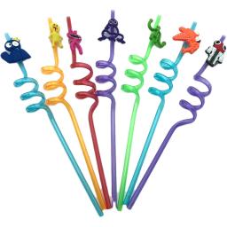 Canudos Plásticos Criativos Personalizados, Decorações de Festa, Reutilizáveis, Coloridos, Amigos dos Desenhos Animados, Interessante, Styling, 7Pcs, 26cm - Image 1