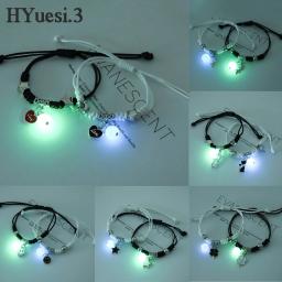 Luminous Cat Star Moon Cross Charms Bracelet Set para homens e mulheres, corda tecida ajustável, presente da amizade, verão, 2pcs - Image 1