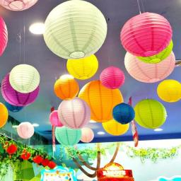 Lanternas de papel chinesas para crianças, suprimentos para festivais, decoração de aniversário, festa de casamento, artesanato DIY, lanterna lampion, 1pc, 10-40cm - Image 4