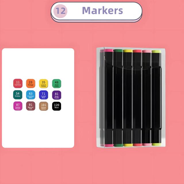 Marcadores de Arte Permanente Dual Tip - 12 a 168 Cores para Colorir Ilustrações e Desenhos, Perfeito para Crianças e Adultos