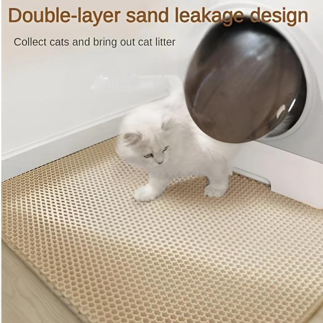 Tapete Anti-deslizante para Areia de Gato em Dupla Camada com Grande Buraco, Ideal para Gatinhos e Cães, Acessórios para Pets
