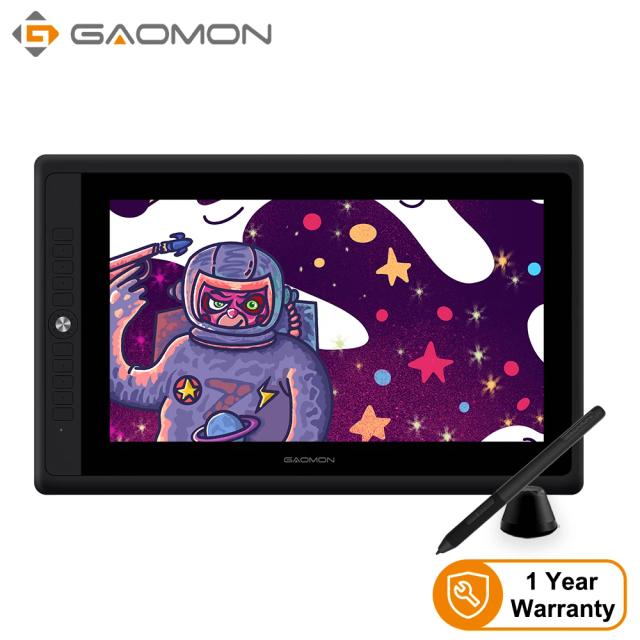 Tablet Gráfico Gaomon PD156Pro de 15.6 Polegadas: Mesa Digitalizadora Full-Laminada com Tela IPS HD e 8192 Níveis de Sensibilidade Sem Bateria