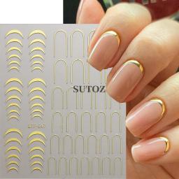 3d adesivos para nail art, nail art, francês, prata, ouro, geométrico, listra, curva, onda, slider, manicure wraps, nlbt-s47 - Image 4