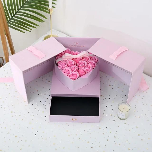 Experiência de Luxo: Caixa de Presente Elegante para Aniversários e Dia dos Namorados com Embalagem Floral para Batom, Perfume e Joias